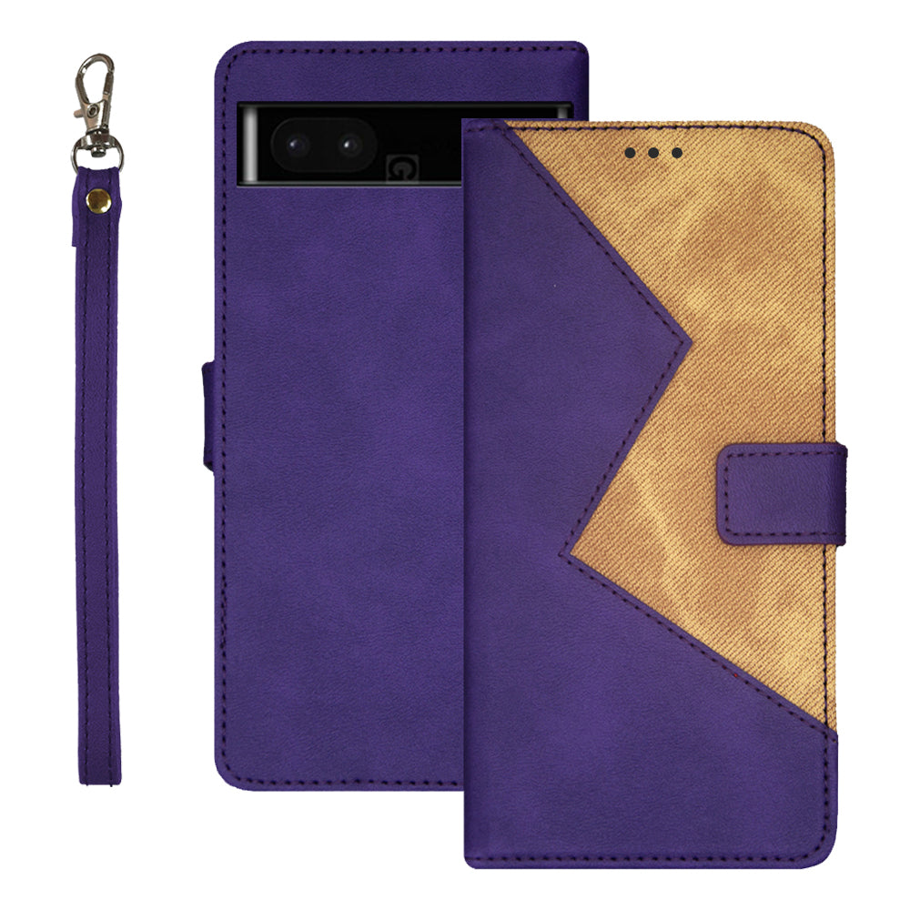 IDEWEI Leather Phone Case Stand For Google Pixel 7a Color Splicing Shockproof Phone Cover with Card Holder IDEWEI Leather Phone Case Stand For Google Pixel 7a Color Splicing Shockproof Phone Cover with Card Holder